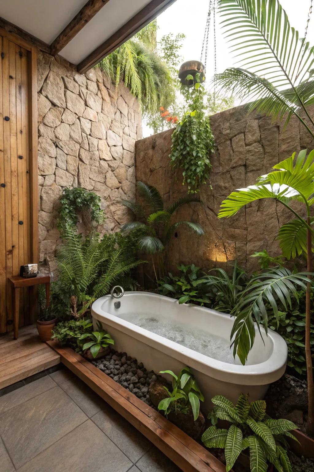 Fill your bathroom with vitality by adding indoor plants.