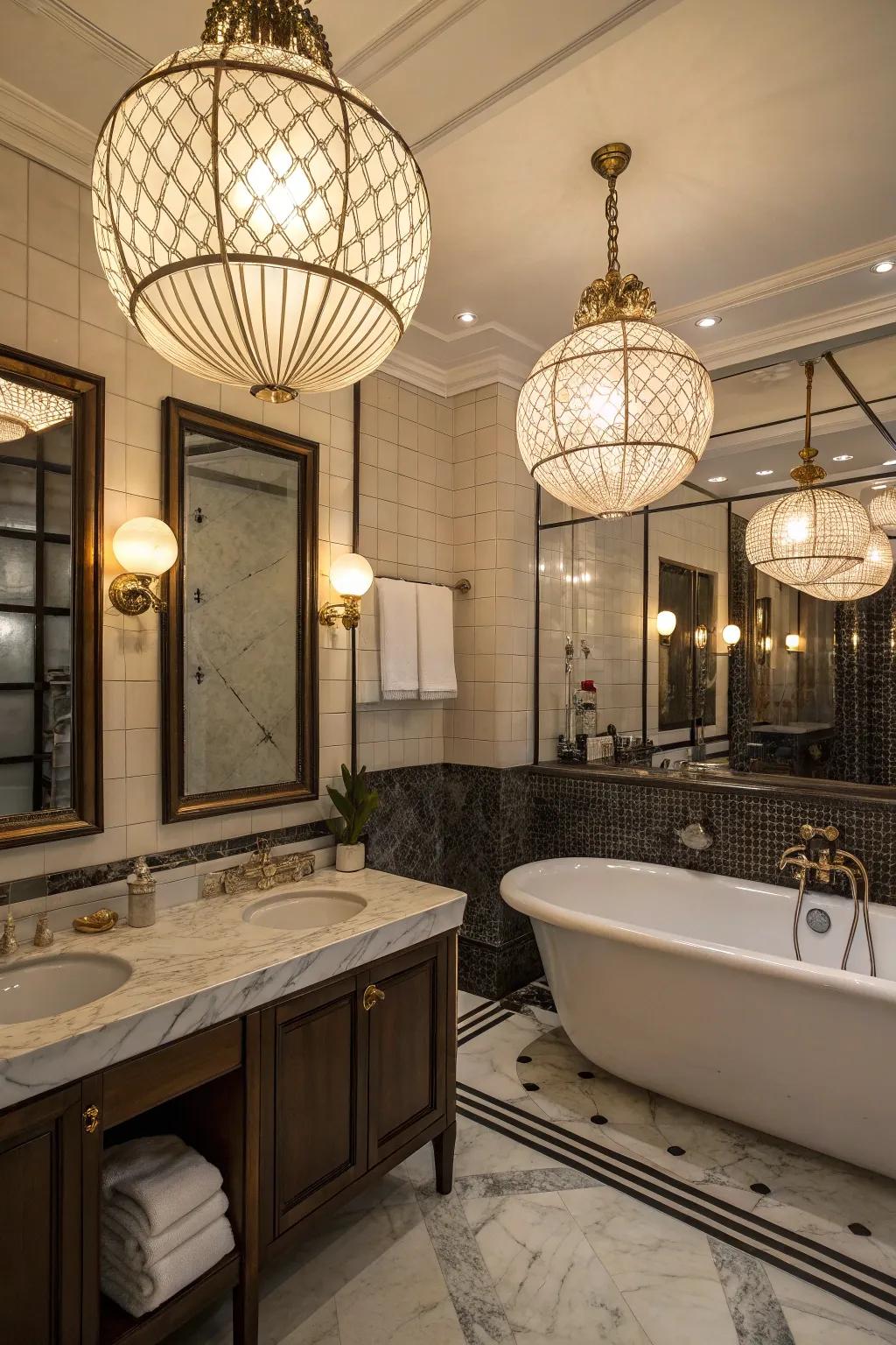 Round lights offer a warm, classic charm to any bathroom.