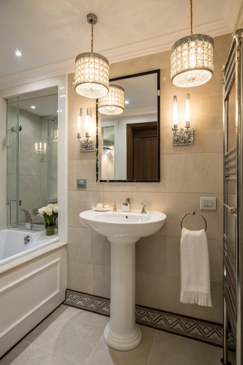 Improve your bathroom's vibe with elegant lighting.