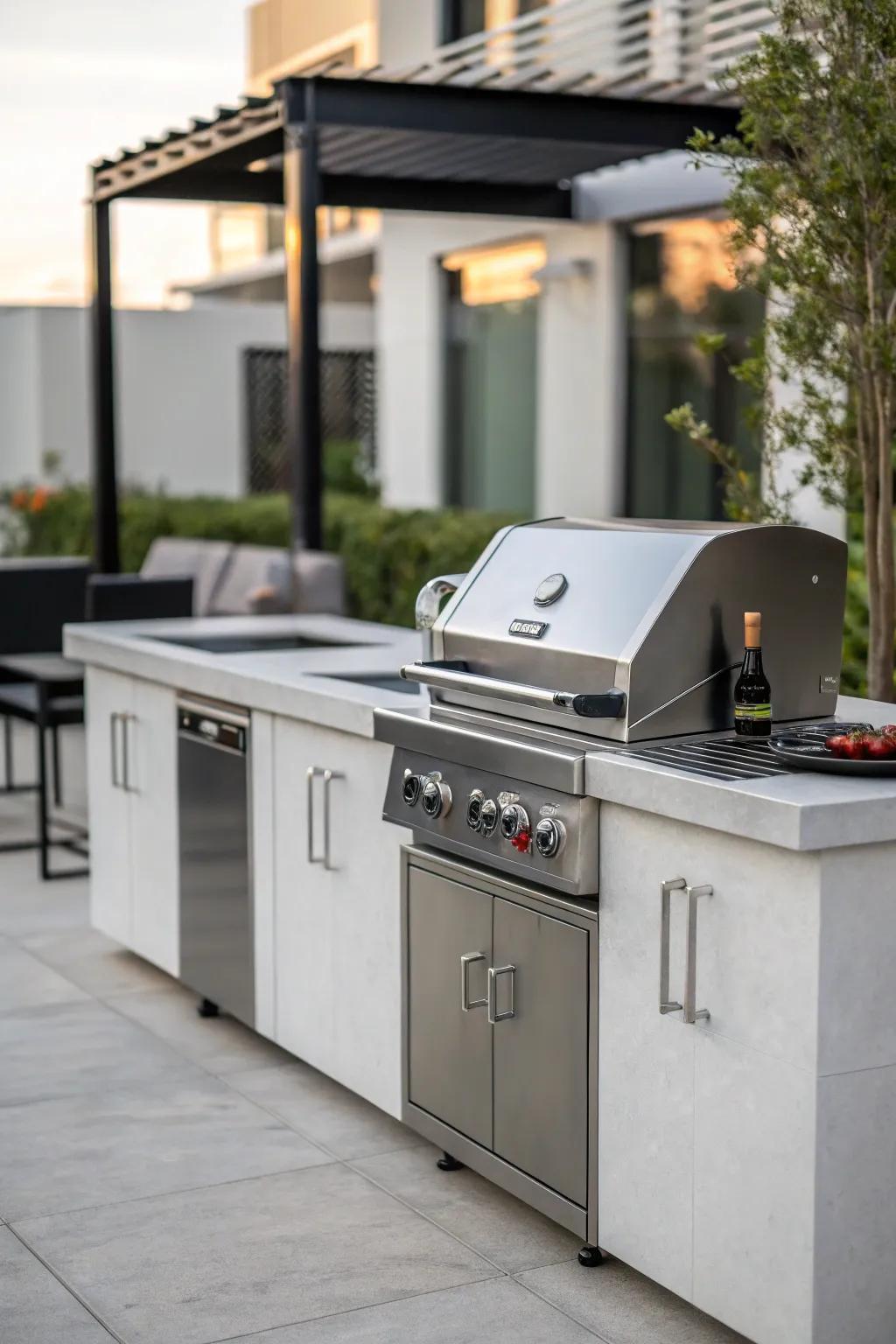 Attain a sleek aesthetic with a modern BBQ layout.