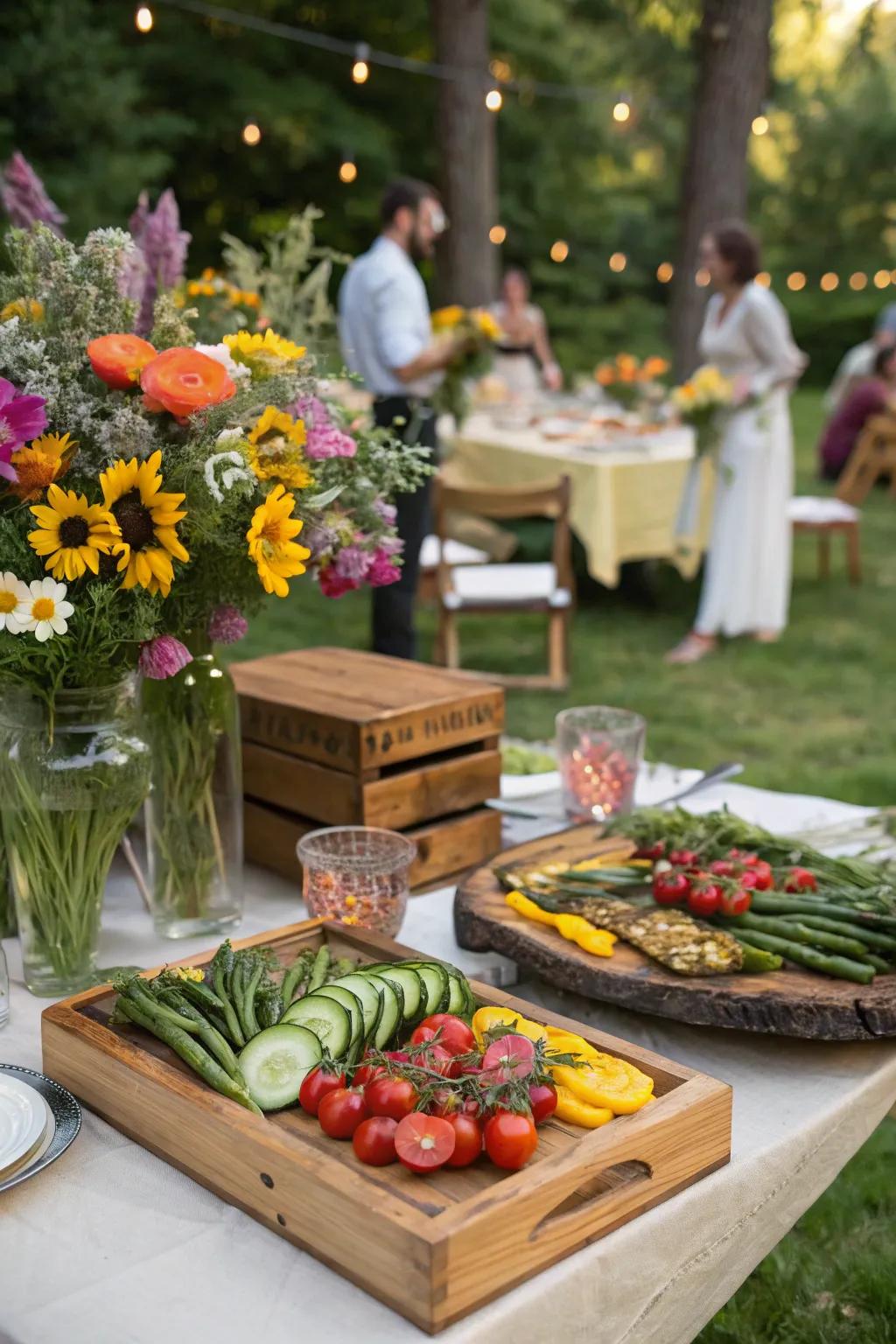 An elegant Garden Party BBQ arrangement in full bloom.