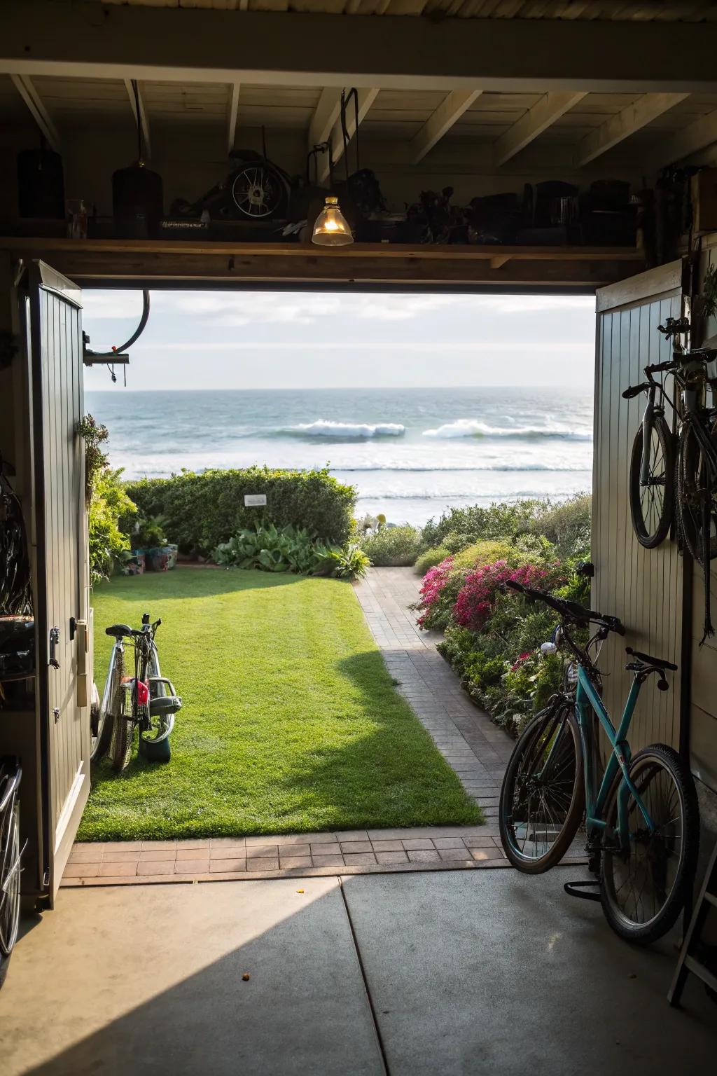 Expand your garage to the outdoors with wide-opening doors.