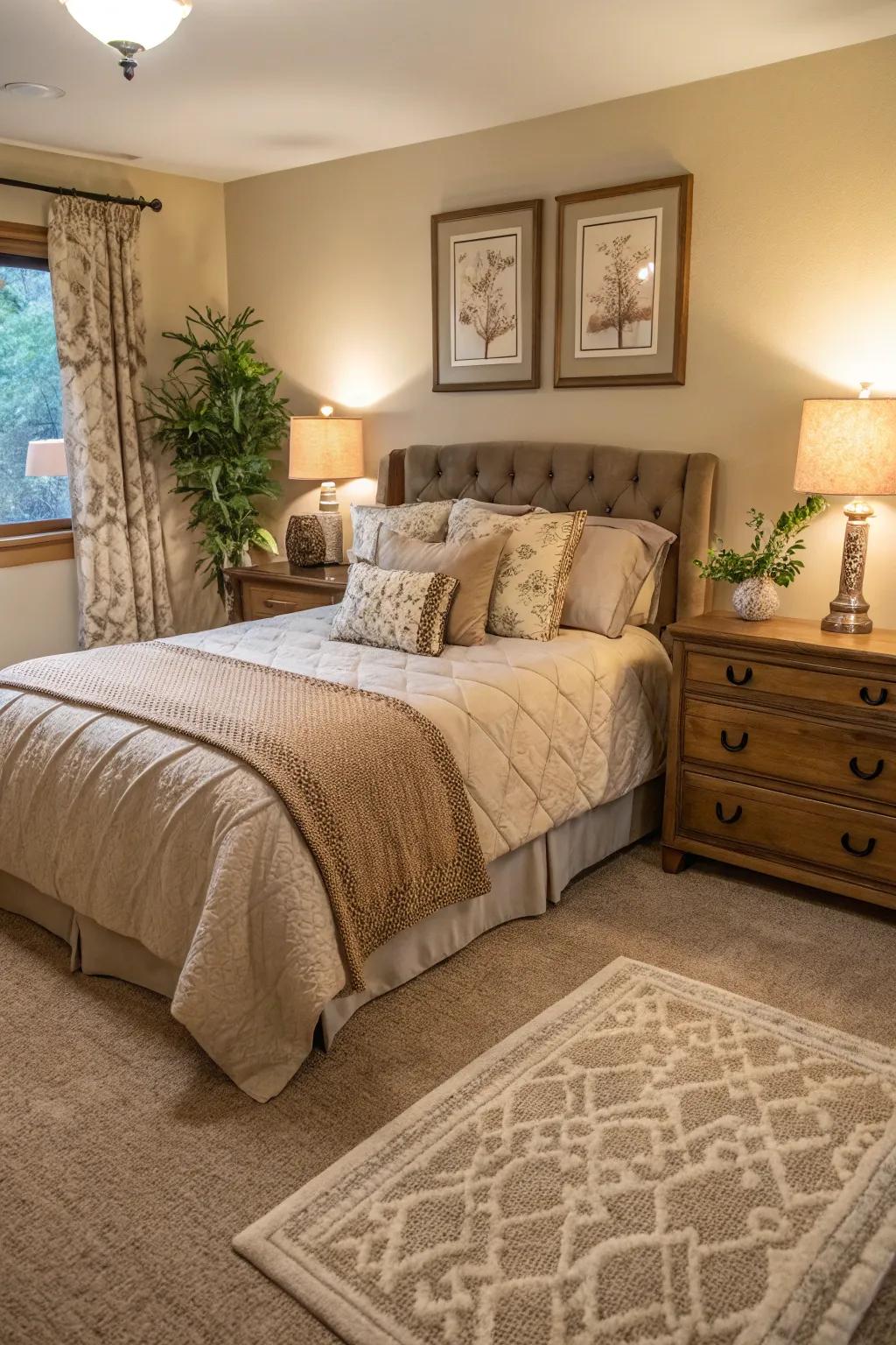 Achieve a unified look with carpets that coordinate in color.