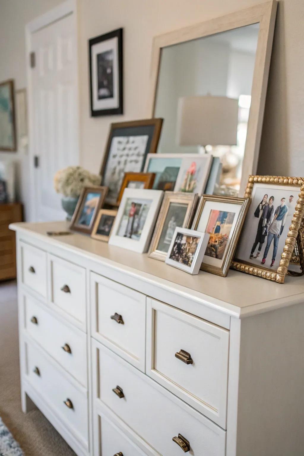Artwork and frames make your dresser uniquely personal.