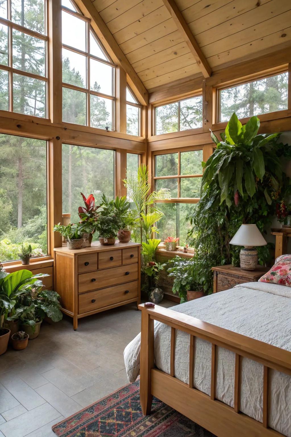 Organic elements add peace to the space.