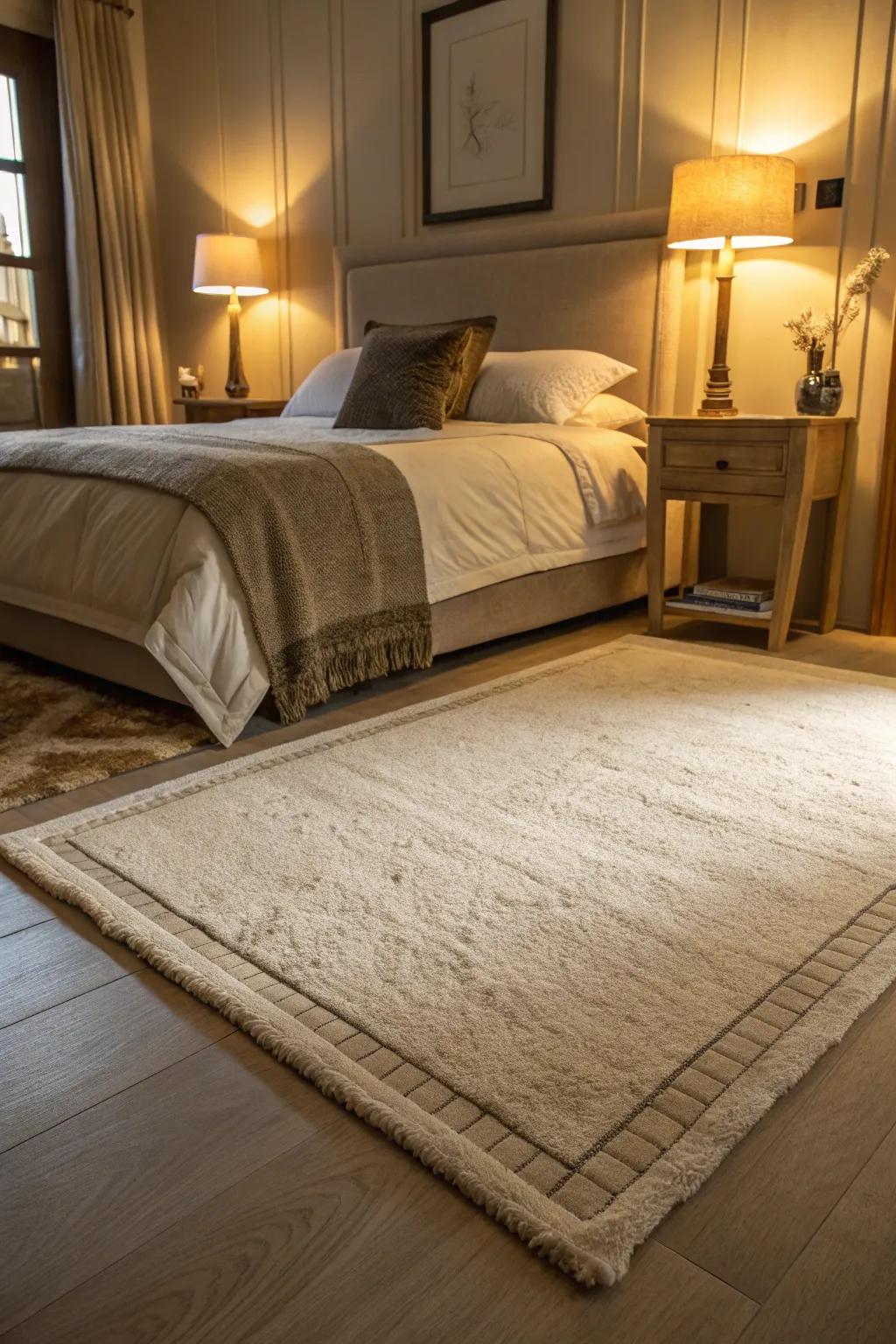 Neutral rugs offer timeless sophistication.