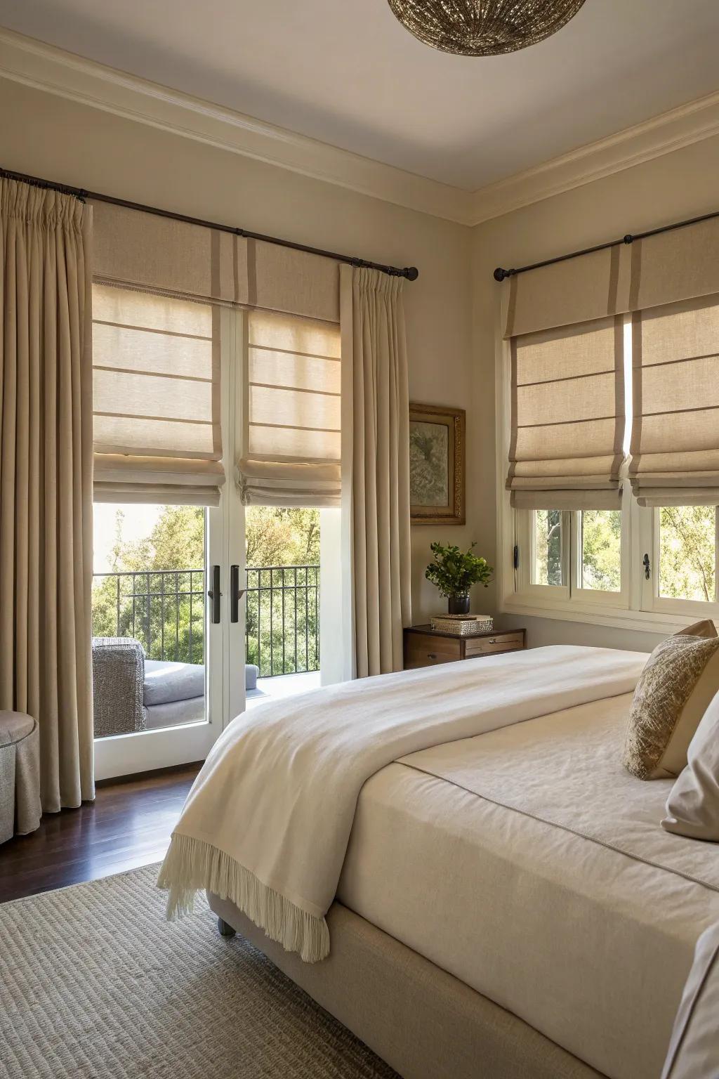 Concertina blinds incorporate an elegant and refined feel to any bedroom.