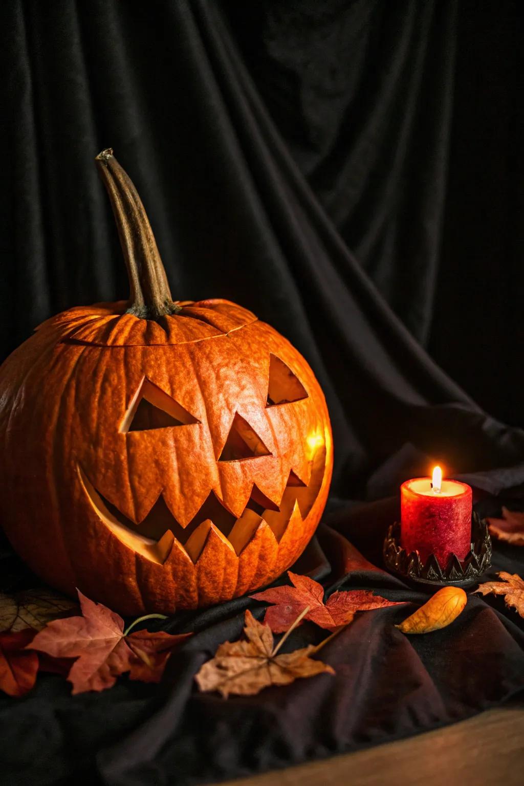 Celebrate Halloween with a unique handcrafted pumpkin.