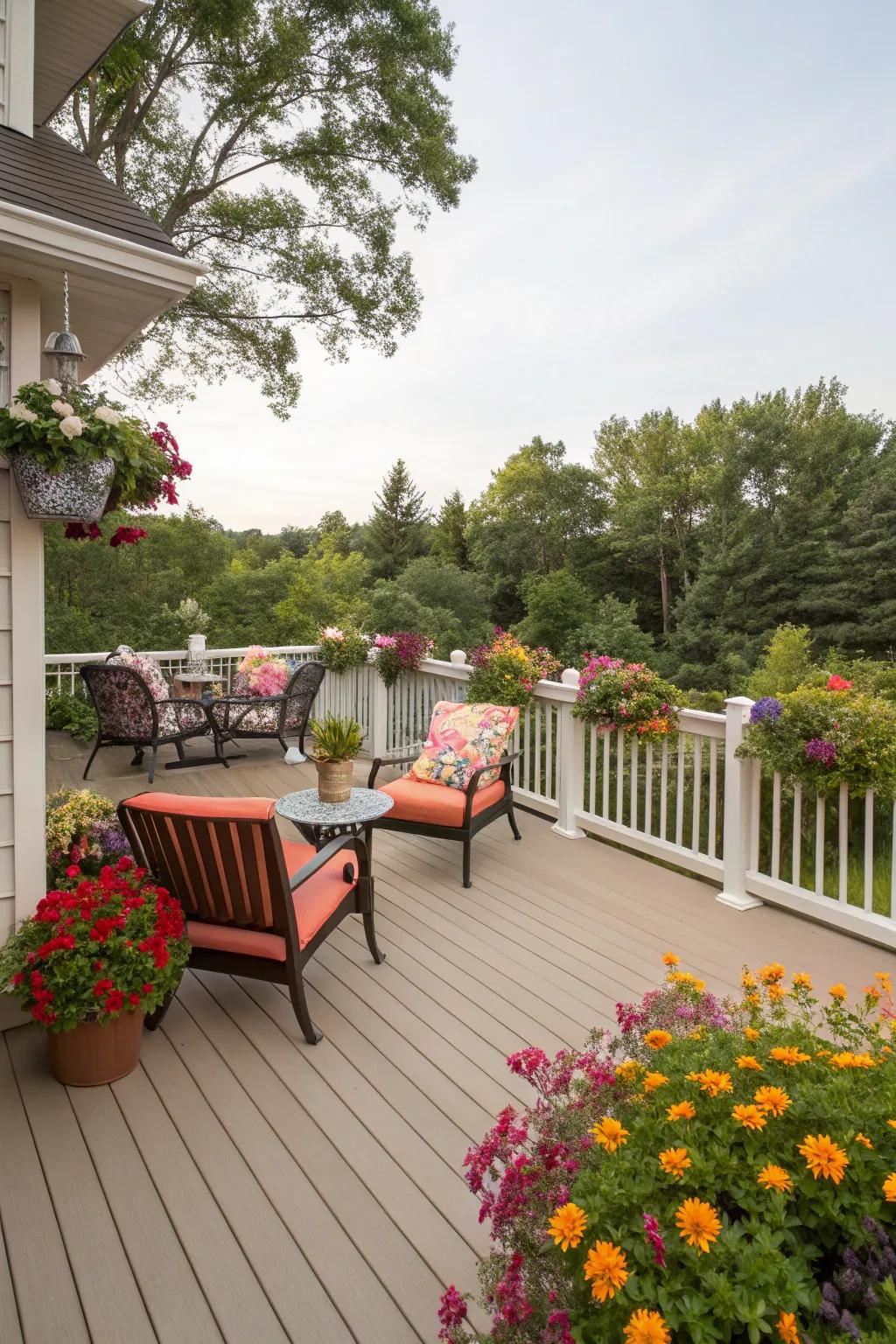 Sand decks provide a versatile backdrop for vibrant decor.
