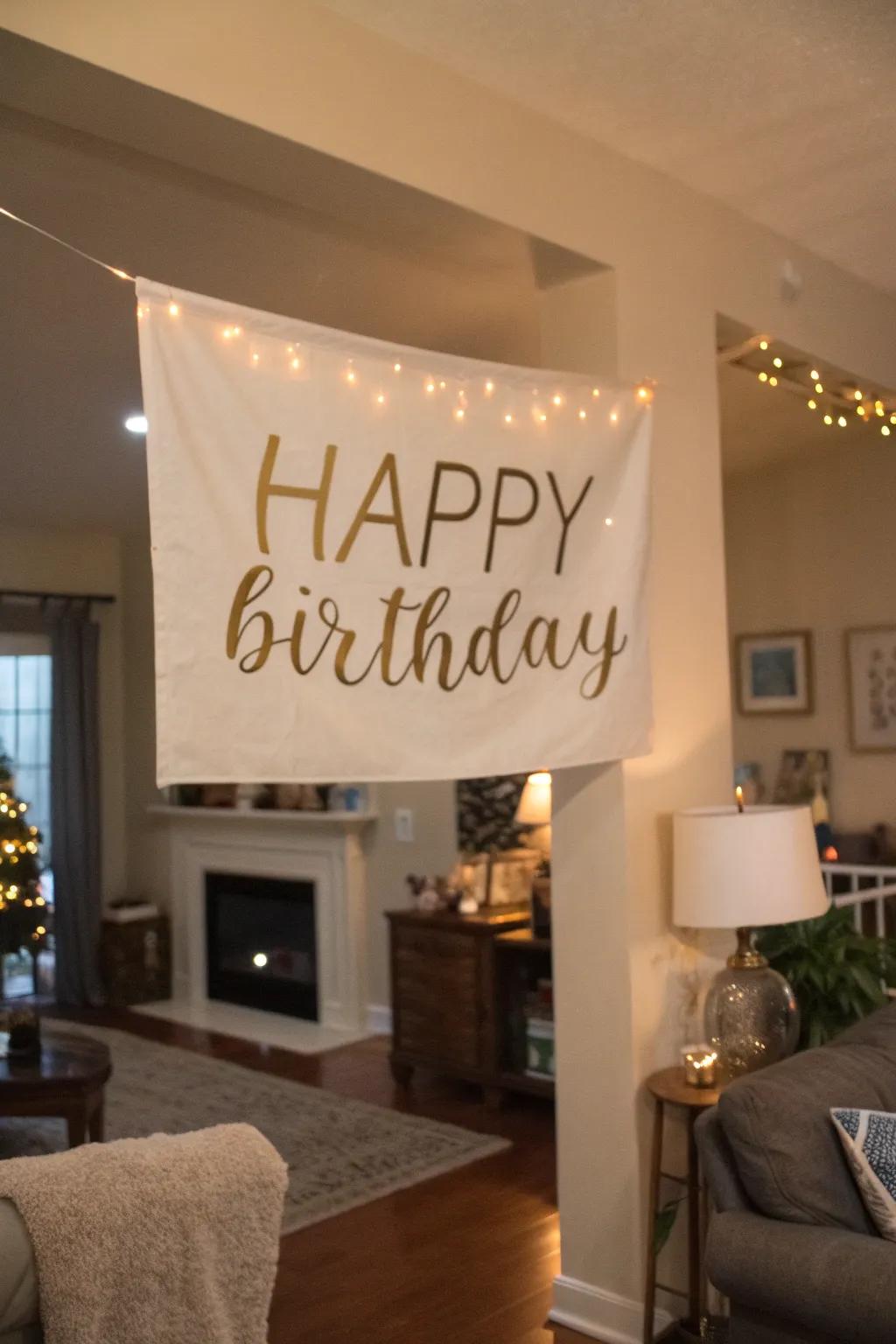 A custom banner adds a personal feel to birthday celebrations.