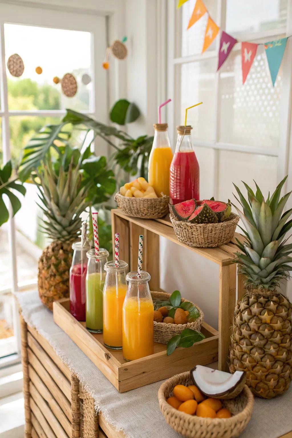 A refreshing tropical drink bar providing sunny vibes.