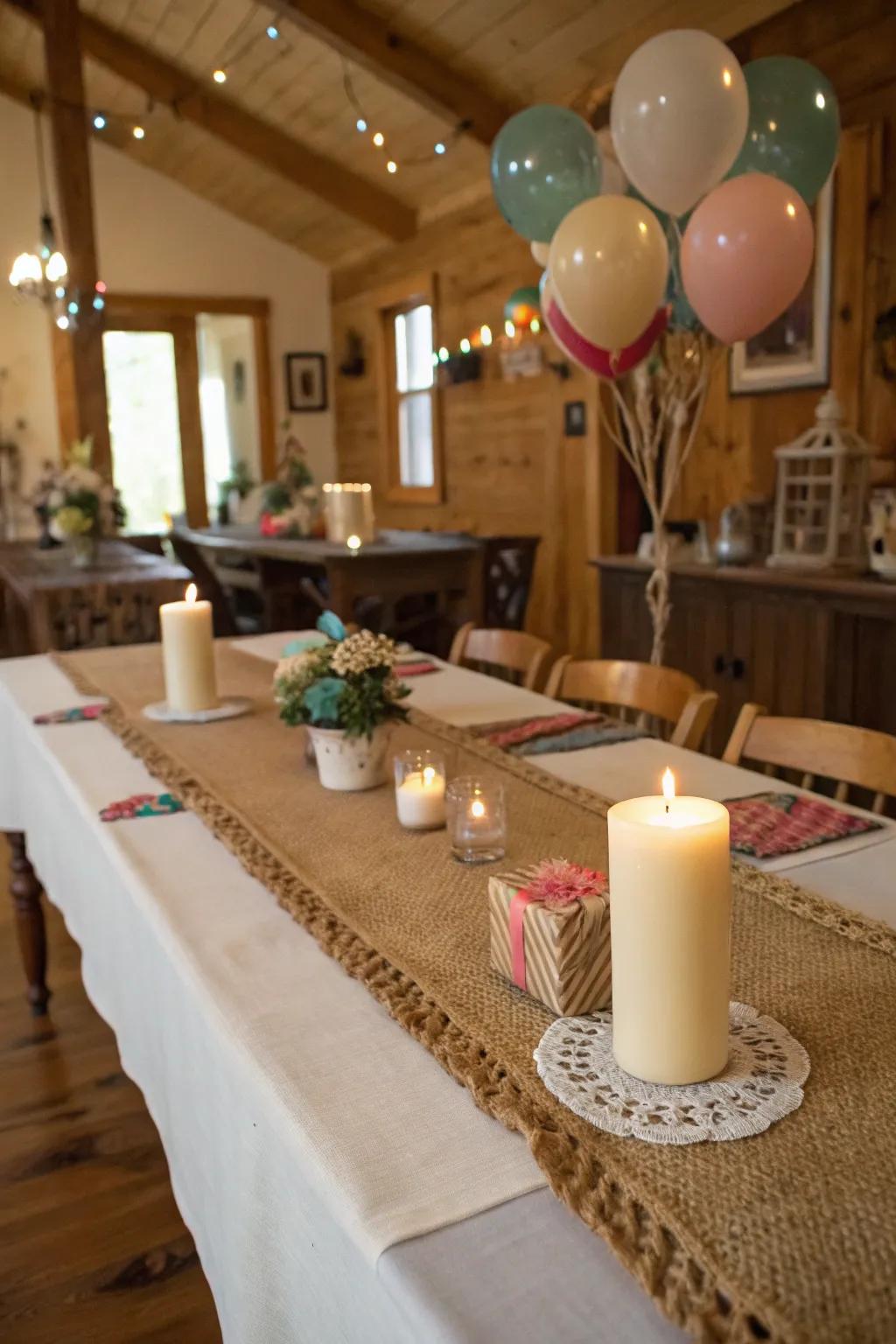 Textural accents infuse a cozy, country-style charm into the table.