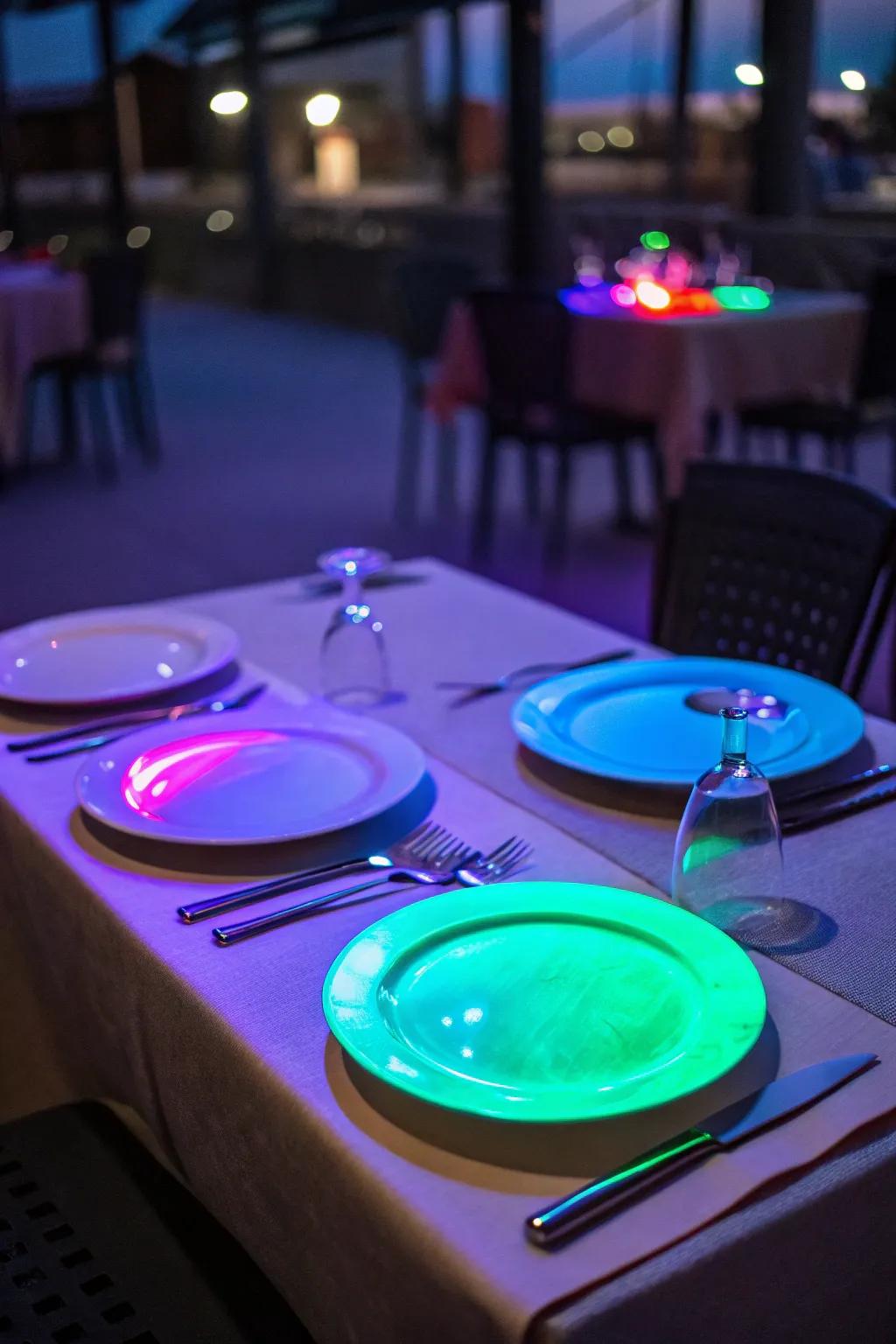 Enhance your dining experience with glowing table settings.