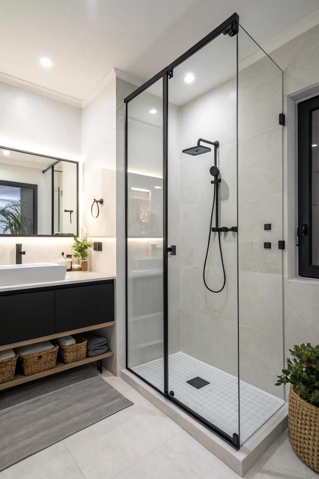 Embrace minimalism to achieve a calm shower setting.