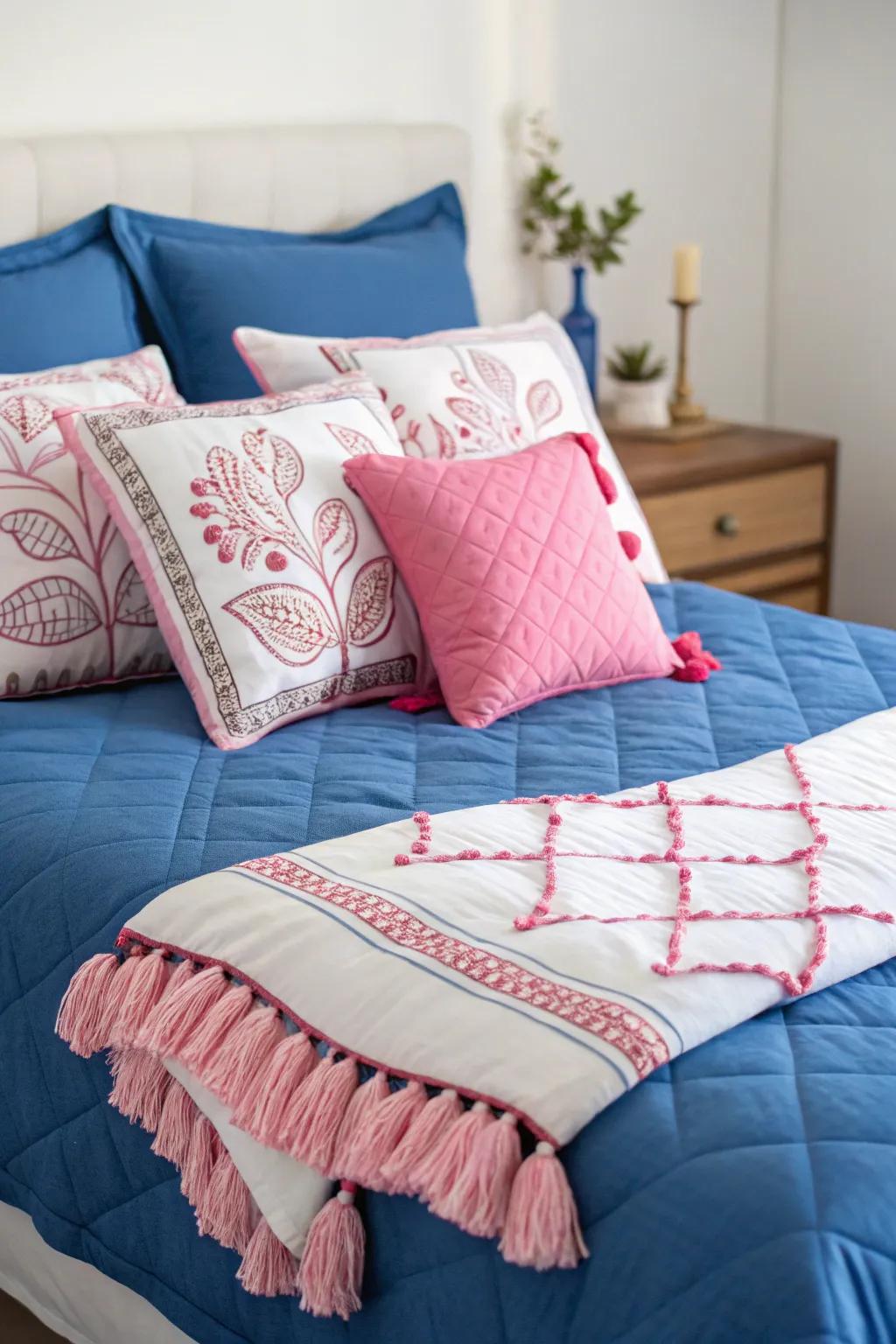 Decorative pillows and throws offer convenience and style.