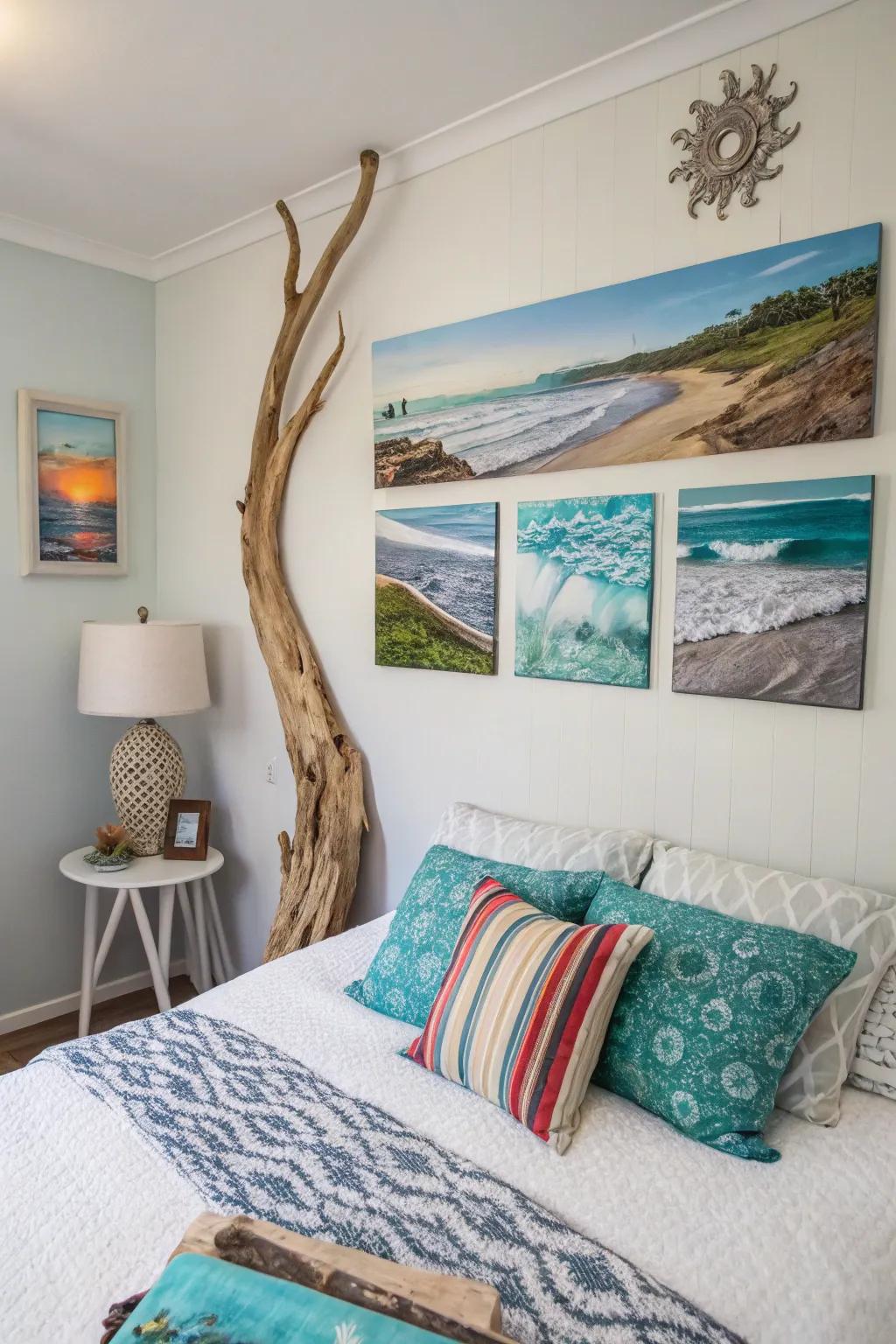 Seaside themed art introduces the essence of the ocean indoors.