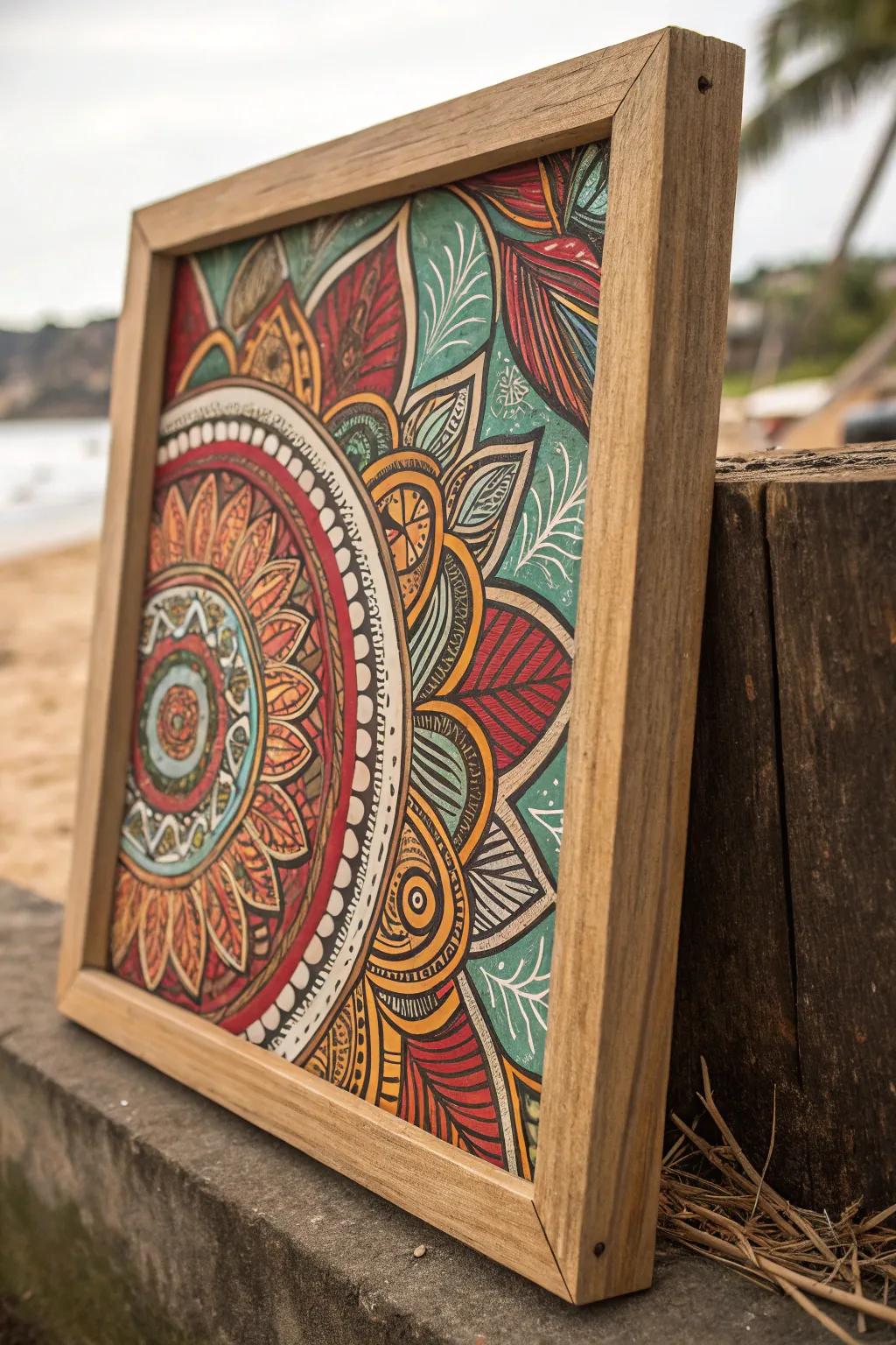 A tribal-design-inspired boho painting that captures the essence of cultural richness.