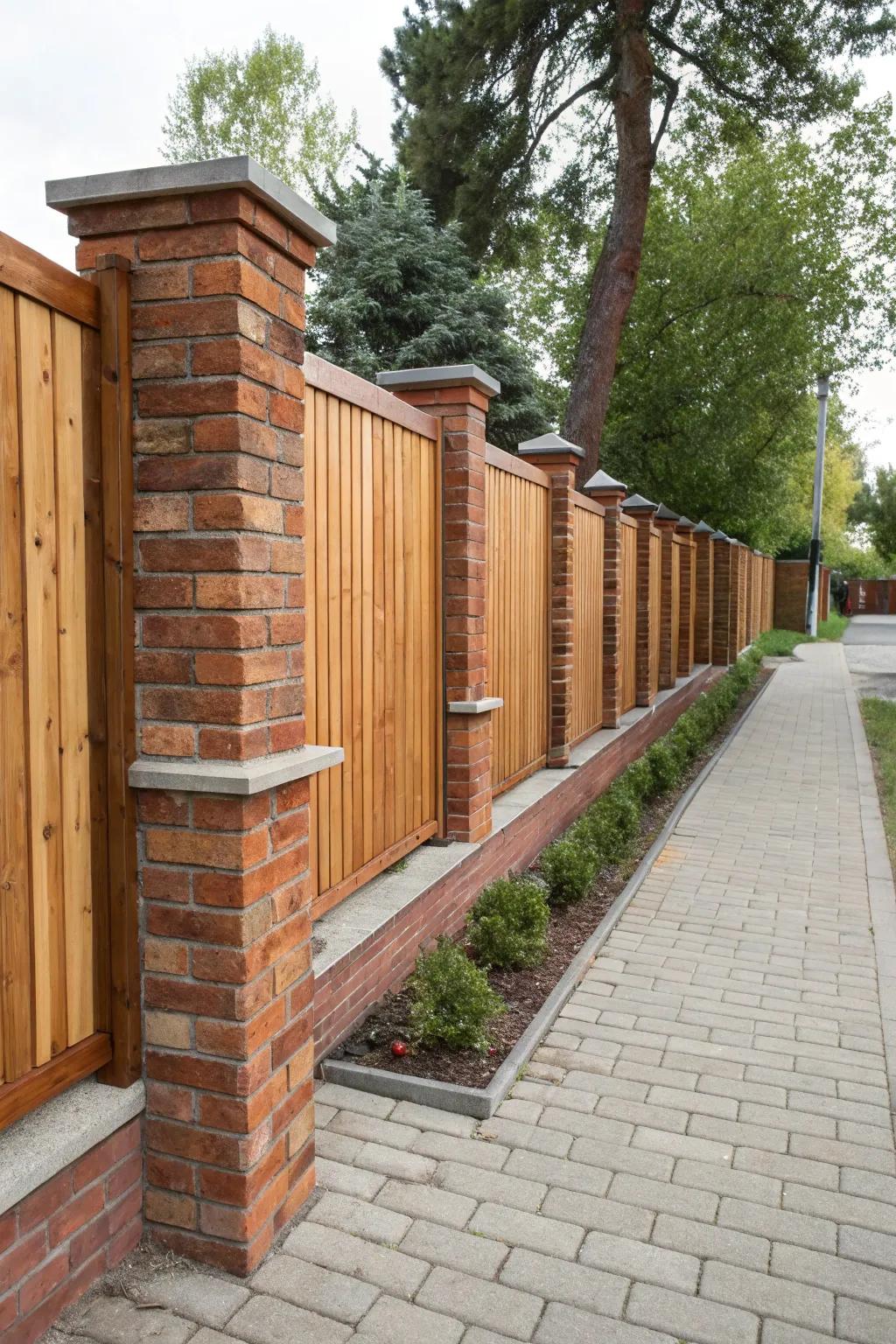 An exquisite merger of brick and wood for an inviting ambiance.