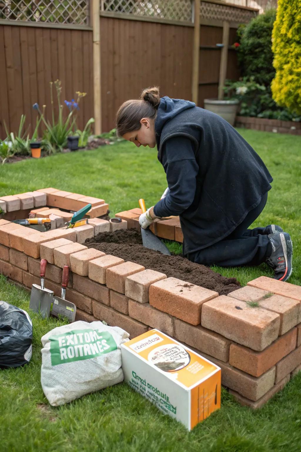 Start on a DIY venture by constructing a custom brick raised garden bed.