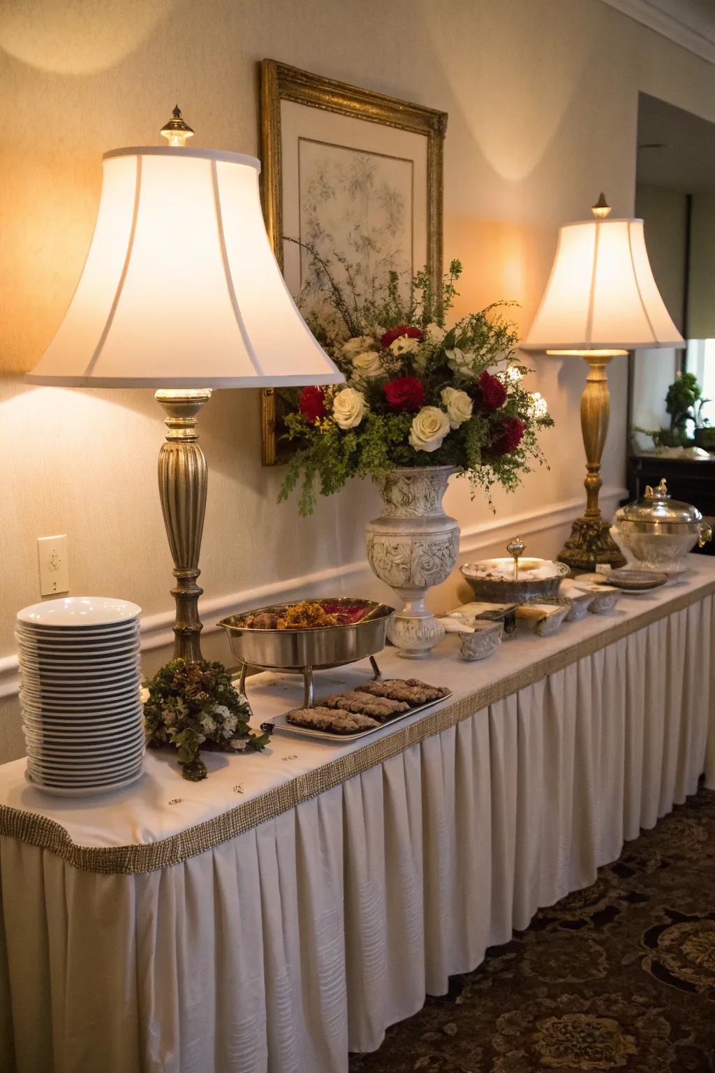 Symmetrical lamps add sophistication and warmth.