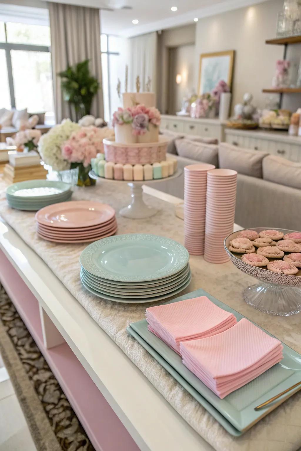 Bring harmony to your buffet display with a well-coordinated color scheme.