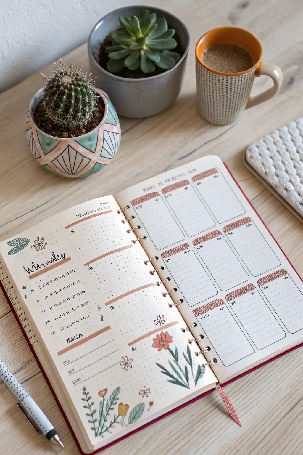 Elevate your planning game with a stunning weekly layout that combines simplicity and elegance. 🌿✨ #BulletJournal #ScandinavianStyle
