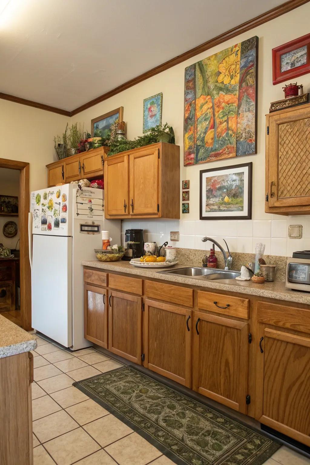 Art can give your kitchen a unique personal feel.