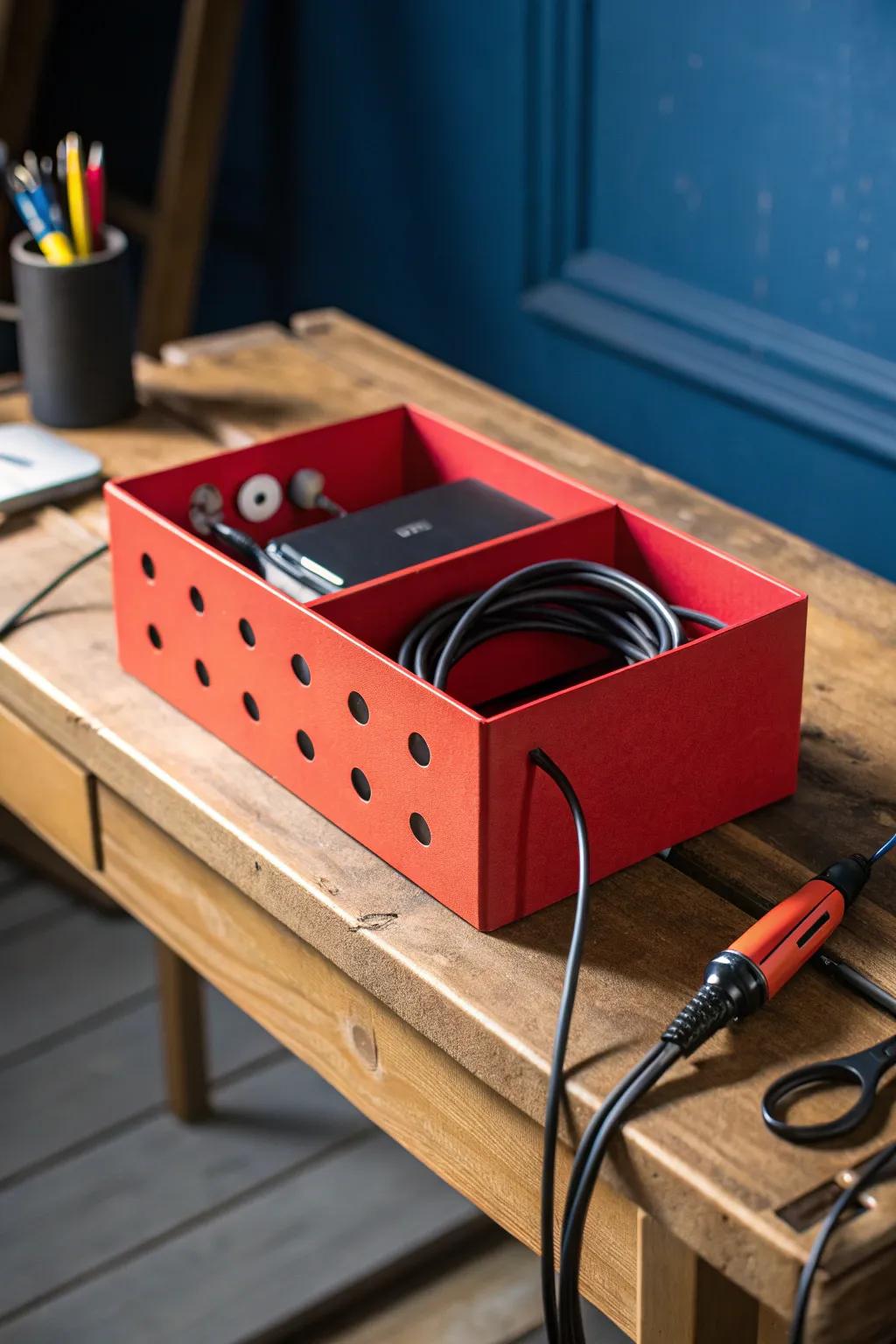 Turn clutter into craftsmanship with a DIY cable management box!