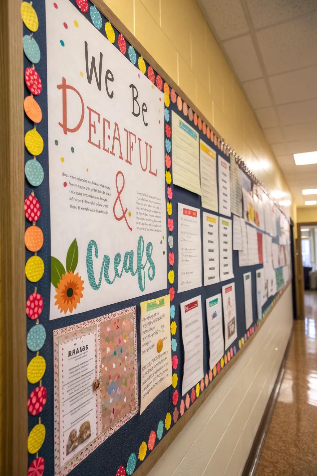 An uplifting board featuring inspirational messages for scholars.