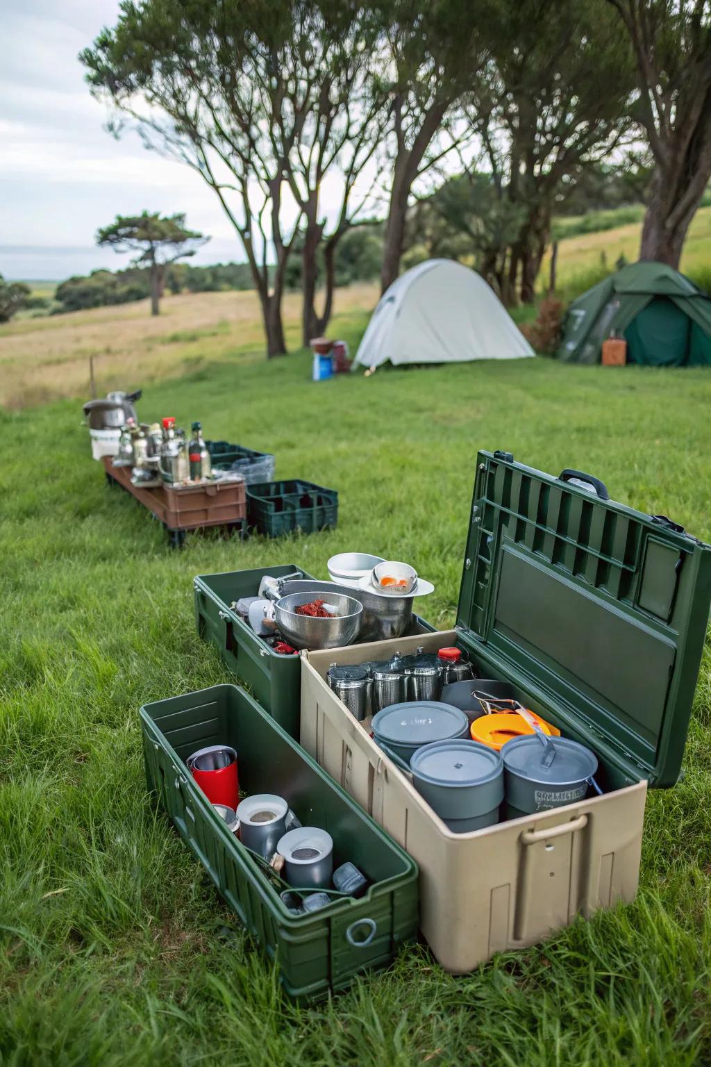 Efficient storage options for your camp kitchen.