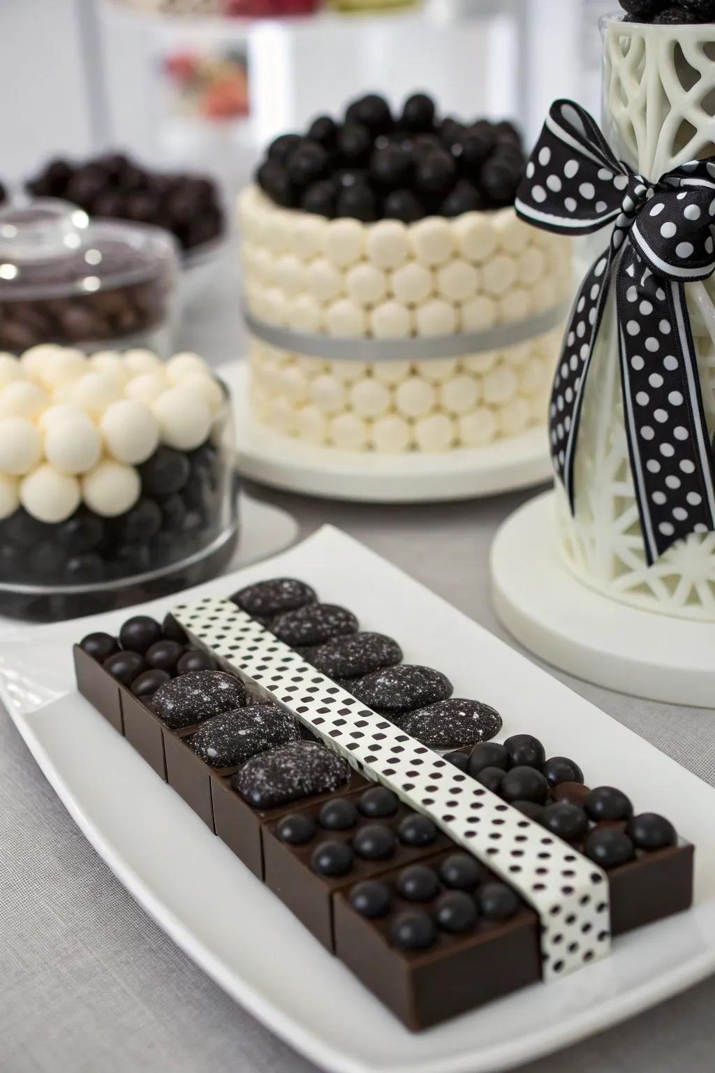 A monochrome candy bar radiating elegance and style.