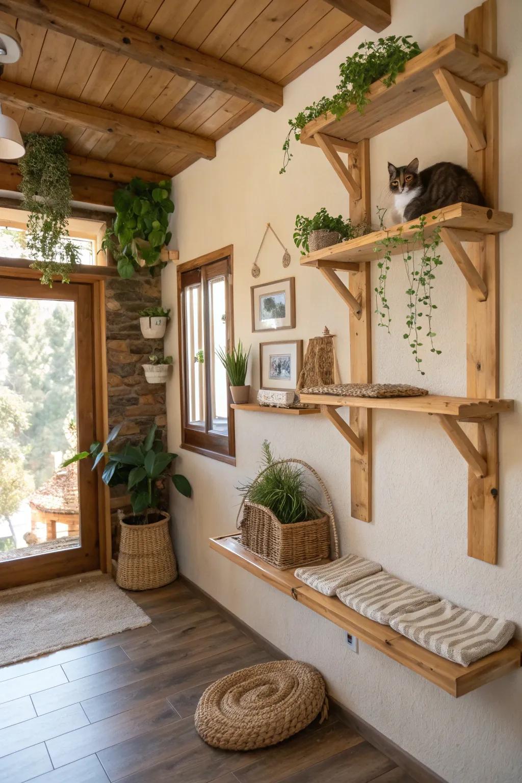 Genuine wood accents introduce warmth and texture.