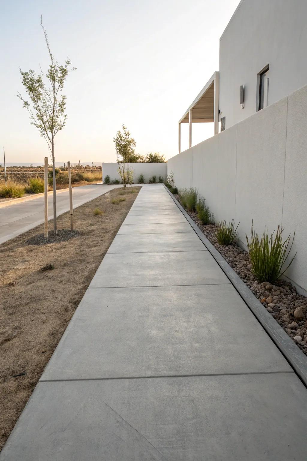 Simple concrete path radiating beauty and minimalism.