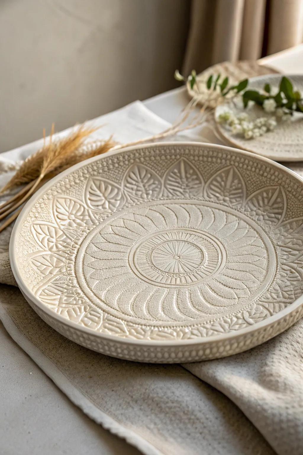 Improve your table arrangement with the physical charm of detailed ceramic design.