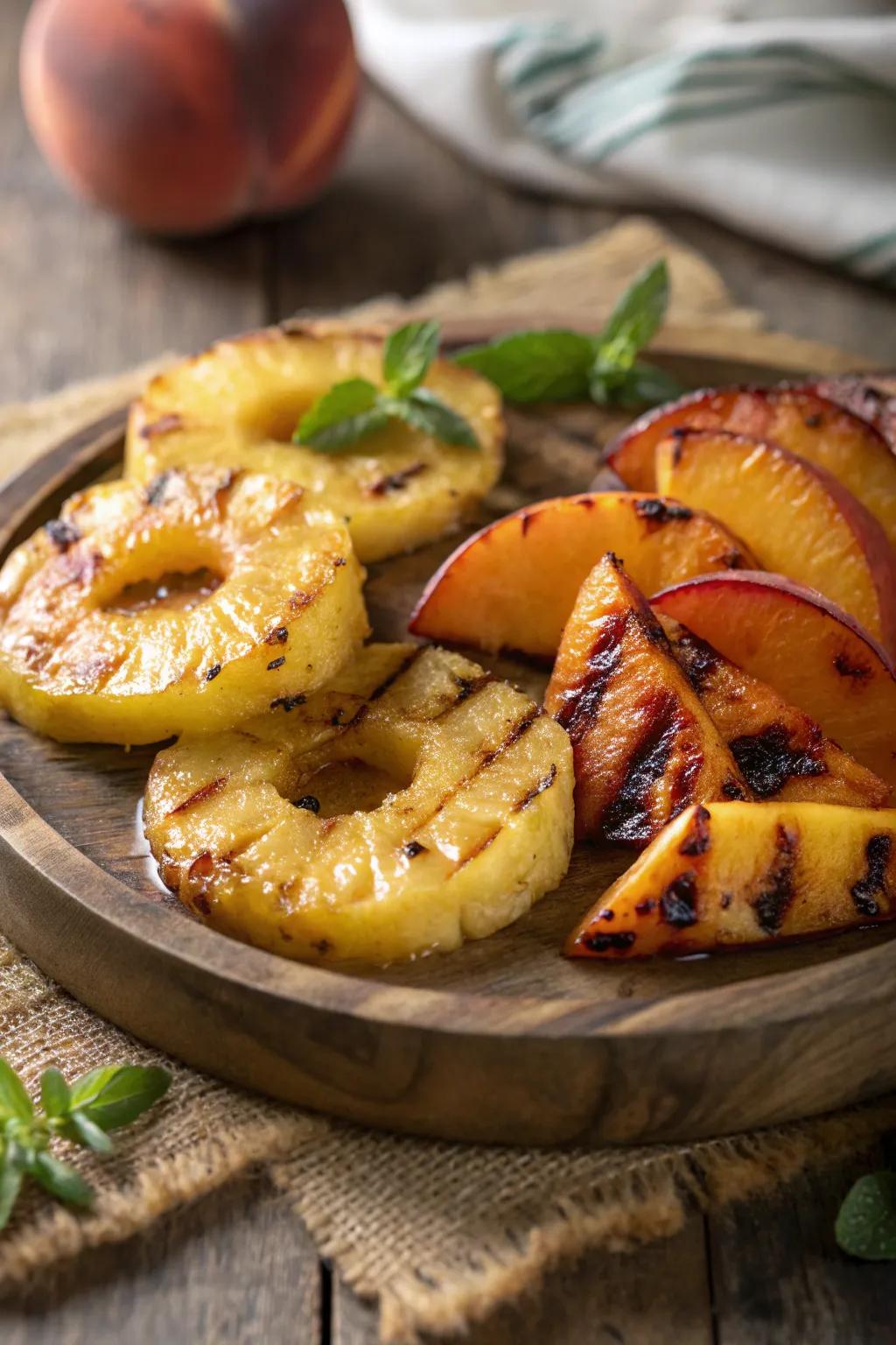 Pineapple and peaches add a nice sweet touch to your BBQ via roasting.