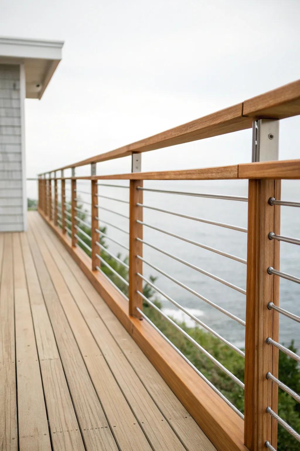 Horizontal timber strips offer an uncomplicated yet elegant railing option.