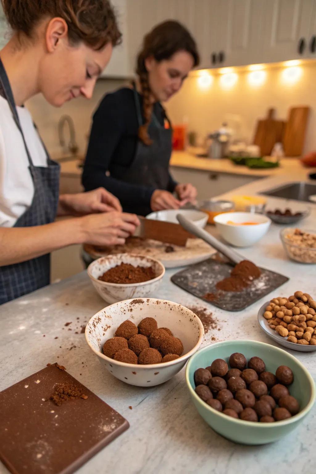 A lively and attractive layout designed for crafting homemade chocolate truffles.