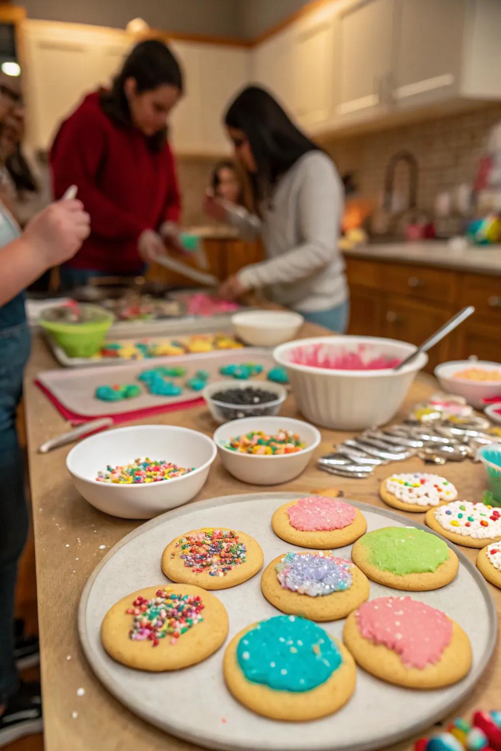 An enchanting cookie decorating contest setting, ideal for holiday creativity.