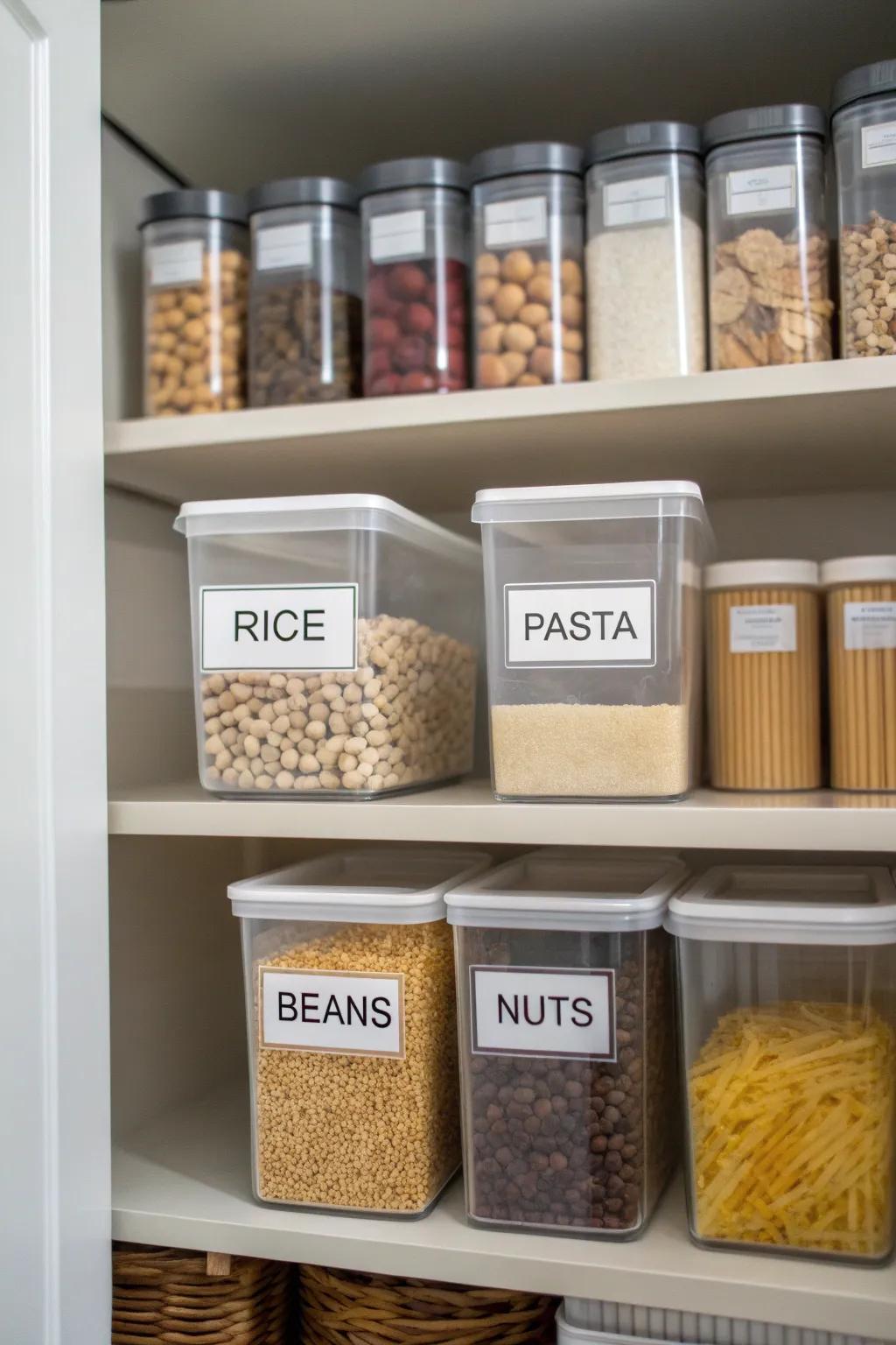Clear containers enhance the function and look of your pantry.