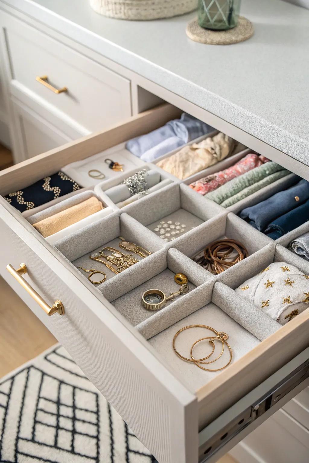 Space dividers ensuring tidy, organized storage.