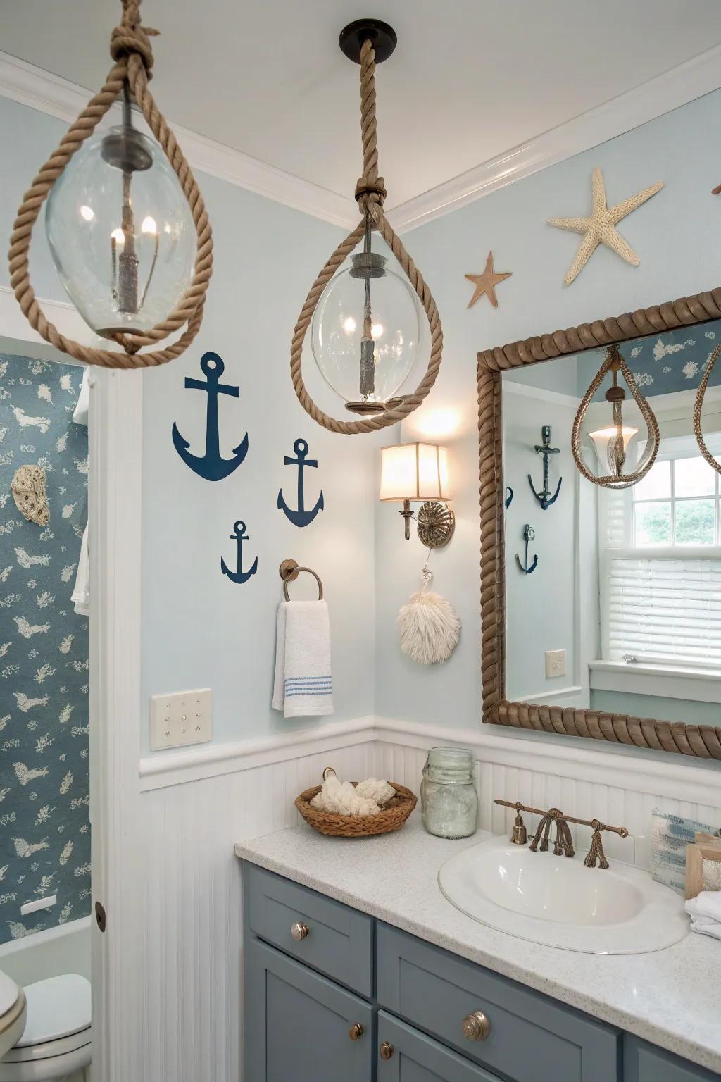 Maritime illumination enhances a comfortable, coastal atmosphere.
