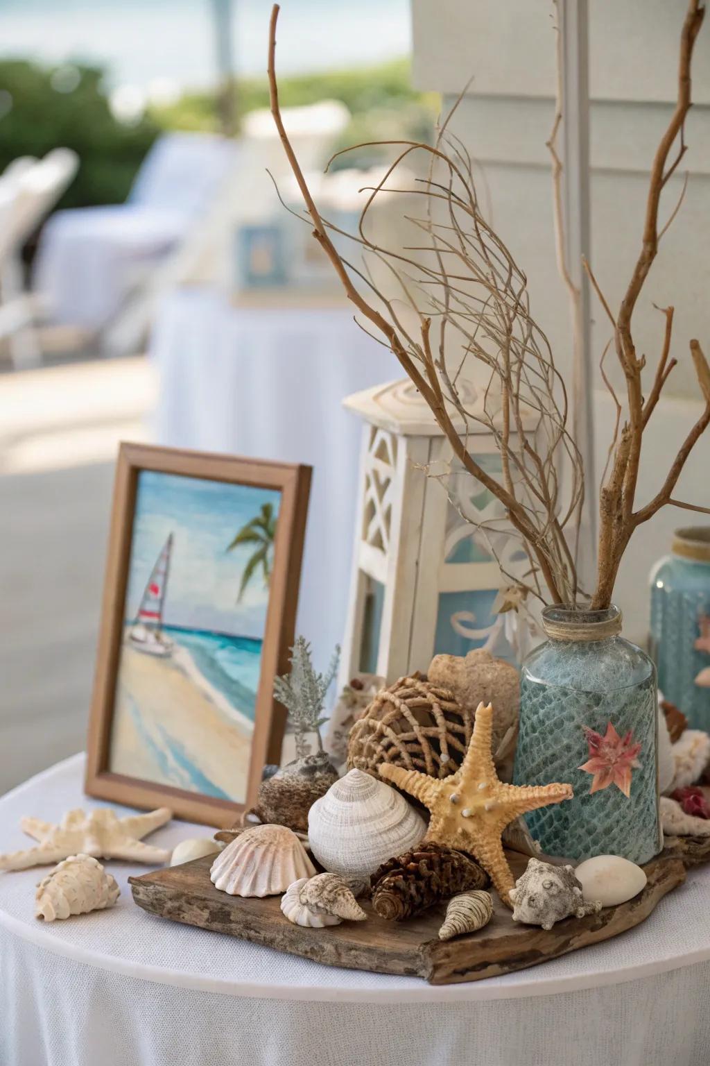 Seaside embellishments fill spaces with a hint of the ocean.