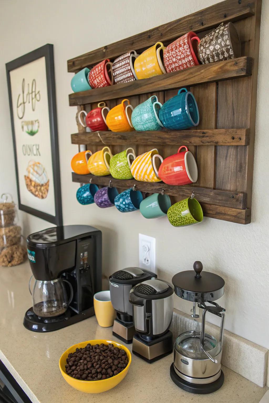 A creative mug display that adds character to your area.