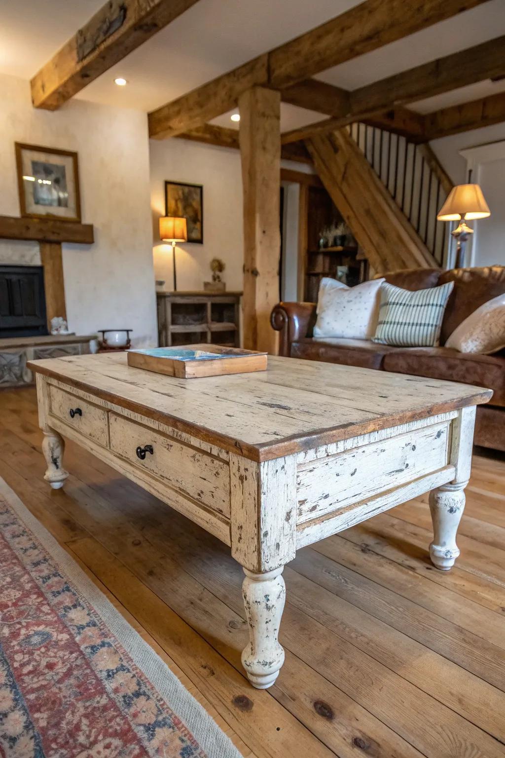 Weathered looks infuse vintage charm into your space.