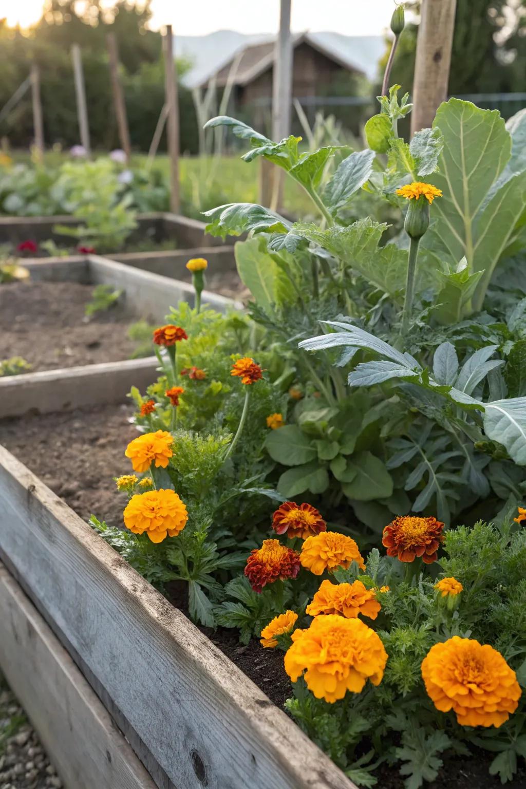 Violets introduce beauty and security to your vegetable patch.