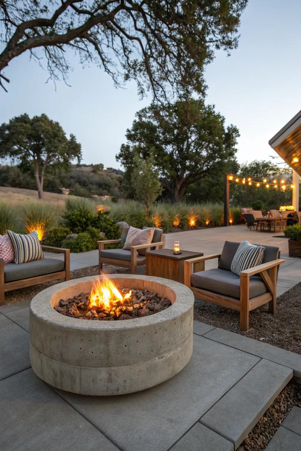 Concrete fire areas are great for relaxing evenings.