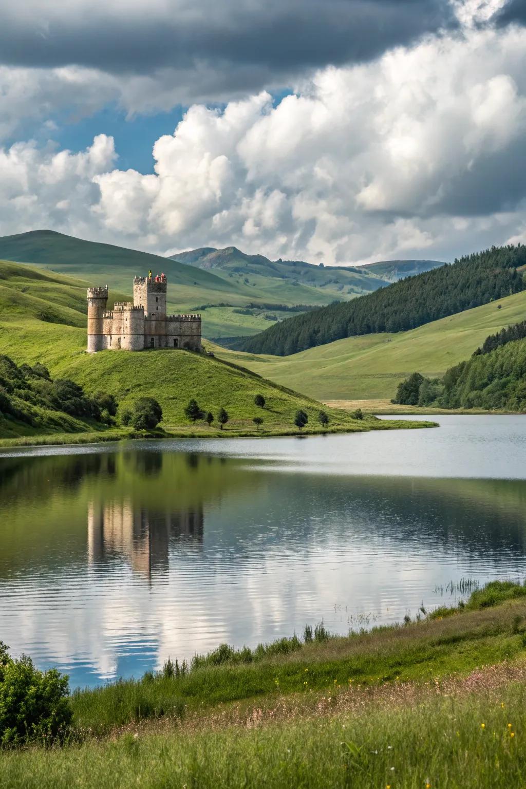 Nature's splendor complements fortress grandeur.