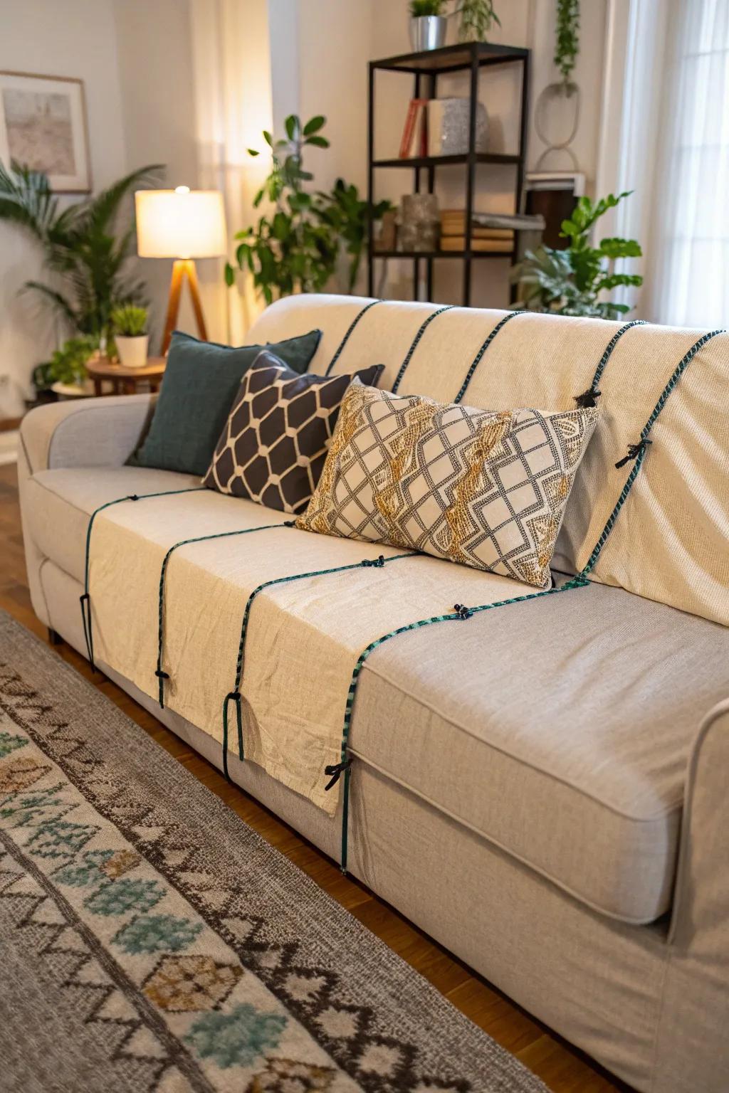 No-sew wraps provide a simple way to rejuvenate your couch.