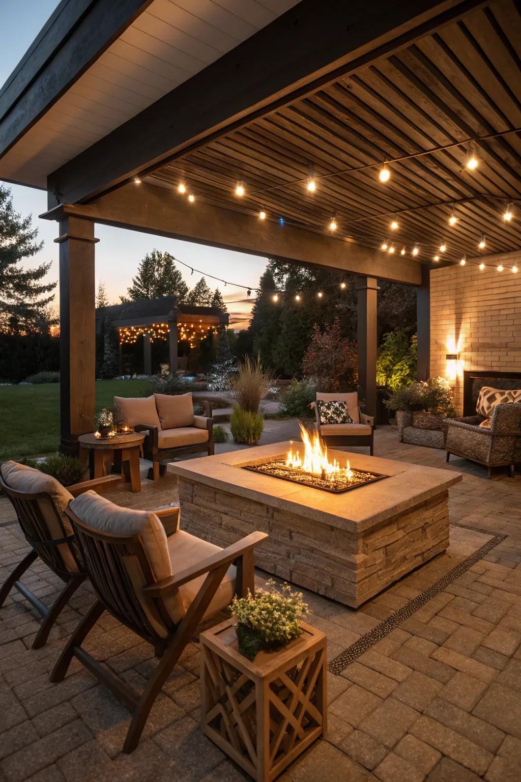A fire pit provides warmth and atmosphere to your patio.