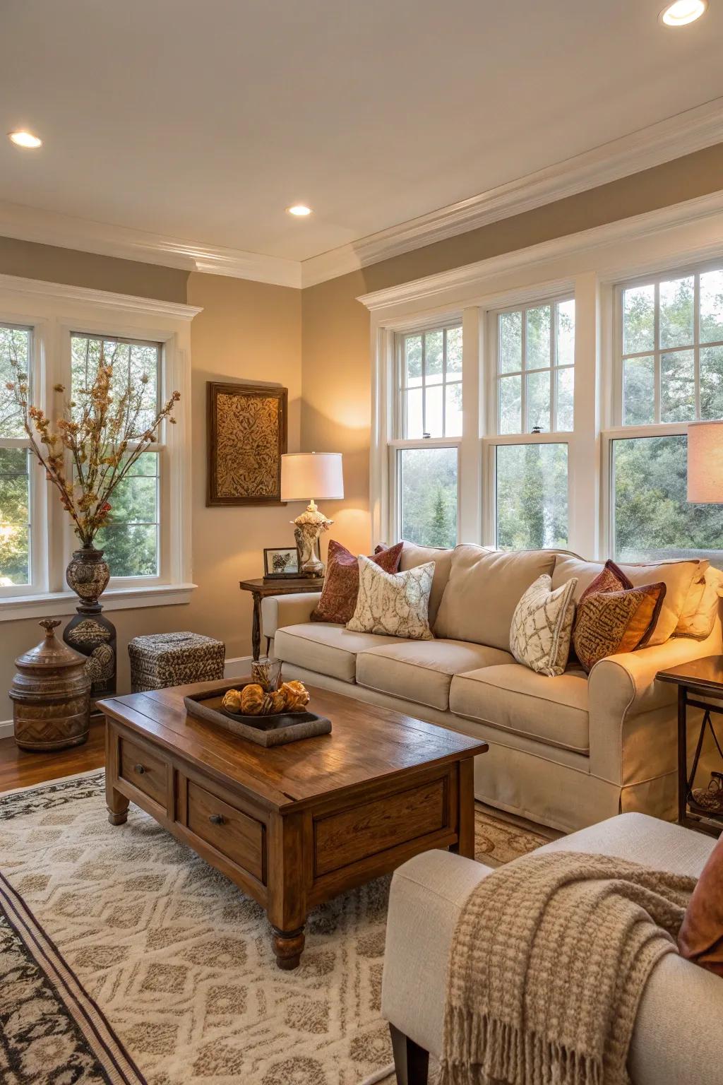 Soft tones offer a soothing and cozy foundation.